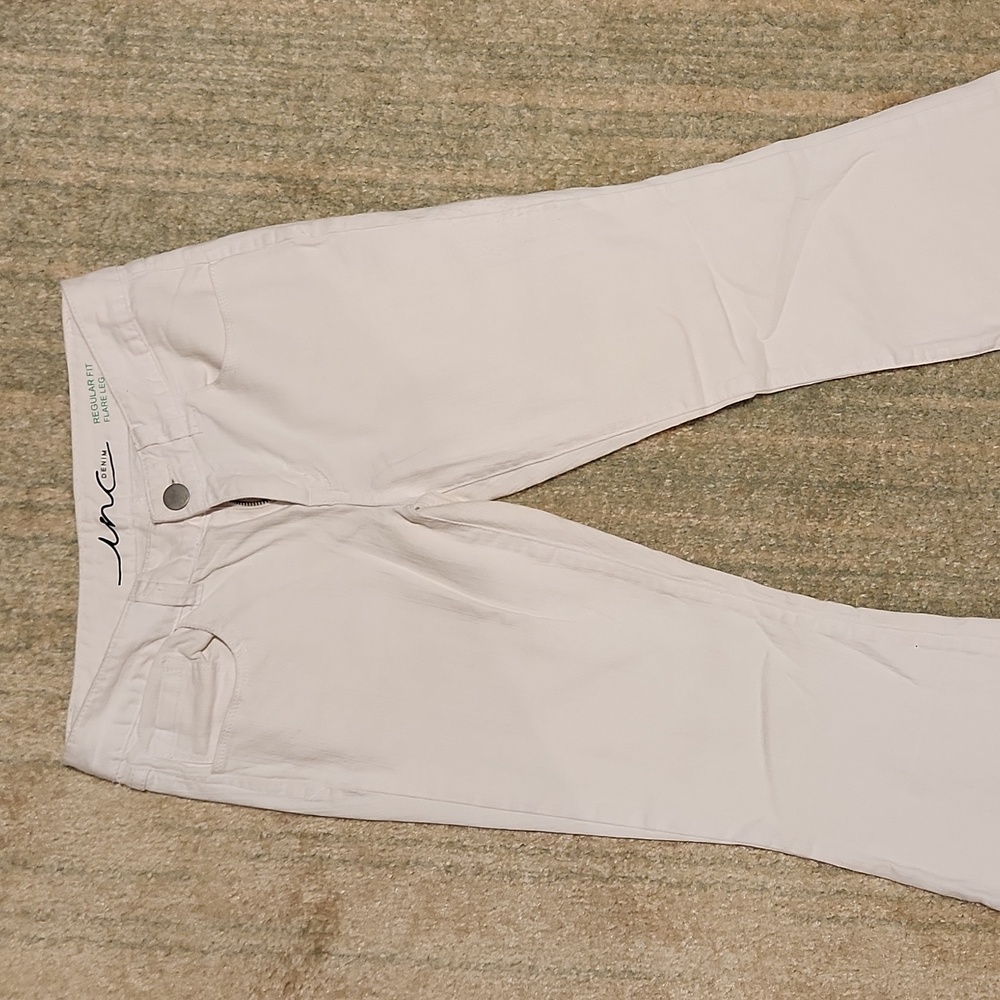 INC Denim Women's Jeans, White, Size 2, Regular Fit Flare Leg